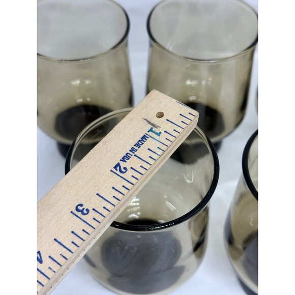 VTG Anchor Hocking Libbey Tawny Smokey Brown Glasses Set 5 Mid-Century USA 4.5" - Picture 9 of 9